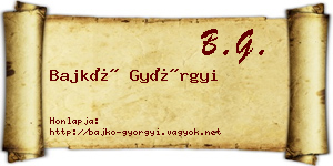 Bajkó Györgyi névjegykártya